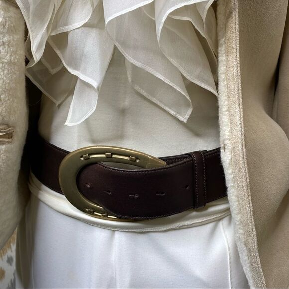 Ralph Lauren Fawn Lamb Shearling & Tortoise Shell Military Inspired Jacket - Picture 10 of 16